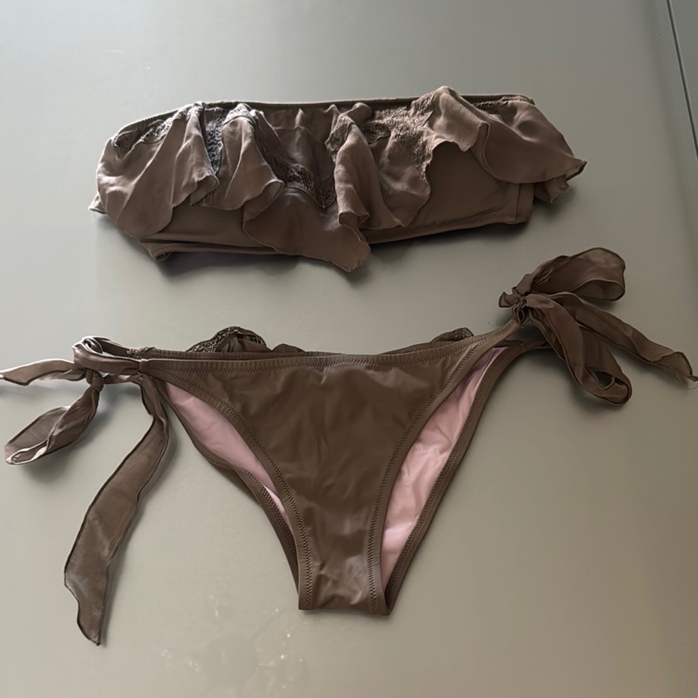 Victoria's Secret Taupe Ruffle Bikini Top